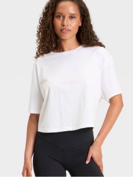 Nwt Joylab White Cropped Crewneck Tee